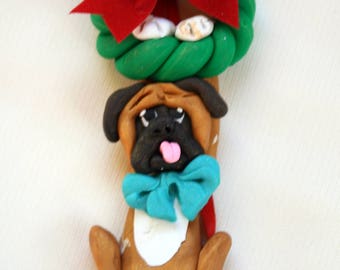 Boxer Dog Christmas Ornament, Boxer Brown Dog Ornament Gift, Polymer Clay Boxer