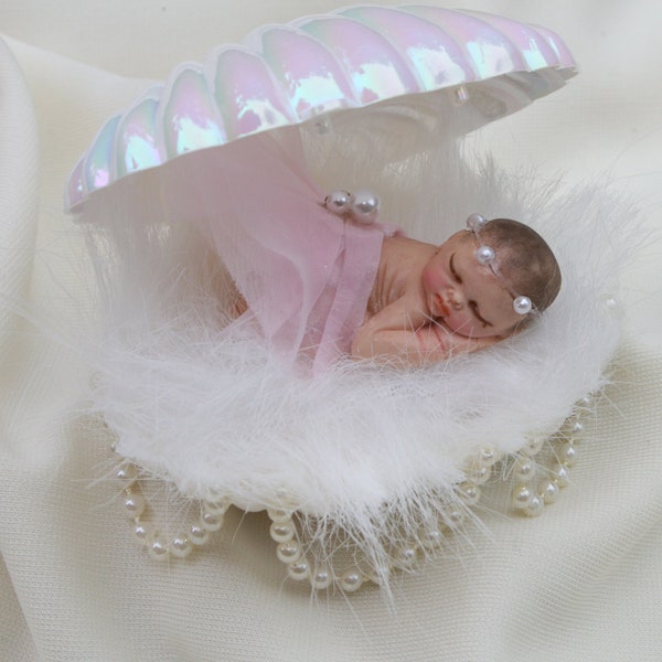 Baby in Clam Shell Cake Topper, Baby in Clam Shell Birthday Cake decor