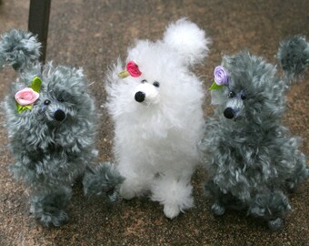 Poodle Pom Pom, Yarn Poodle, Fluffy Poodle Decor