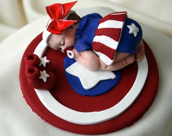 Baby Boy or Girl Super Hero Captain America Cake Topper, Super Hero Ornament, Super Hero Gift