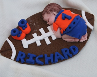 Baby Boy Football Cake Topper, Baby Football Player Ornament Centerpiece, Gift, Baby Shower Gift