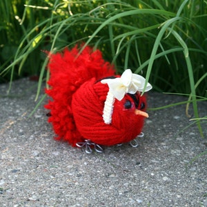 Red Cardinal Yarn Birds, Red Birds, Red Bird Ornaments image 3