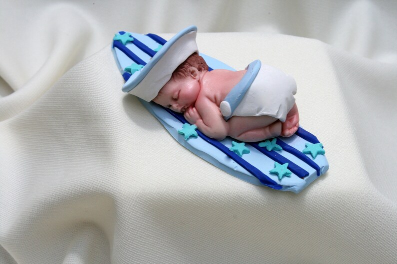 Surf Baby Cake Topper Surf Baby Shower Gift Blue Sailor Surf Etsy
