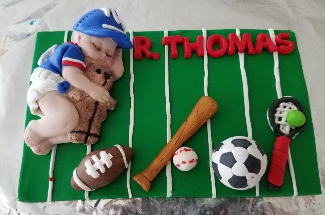Giant Football Sports Baby Boy Cake Topper, Raiders Football Cake