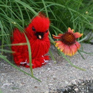 Red Cardinal Yarn Birds, Red Birds, Red Bird Ornaments image 1