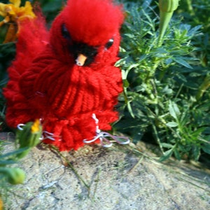 Red Cardinal Yarn Birds, Red Birds, Red Bird Ornaments image 8