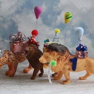 Adornos de fiesta de cumpleaños con leones y guepardos, decoración de animales de fiesta