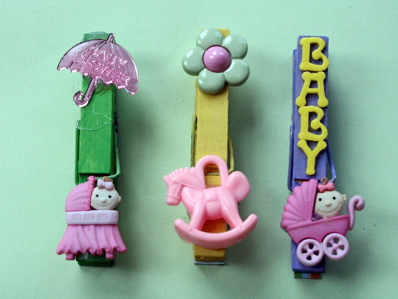 Baby Shower Girl Clothespin Birthday Gift Gift Tag Etsy