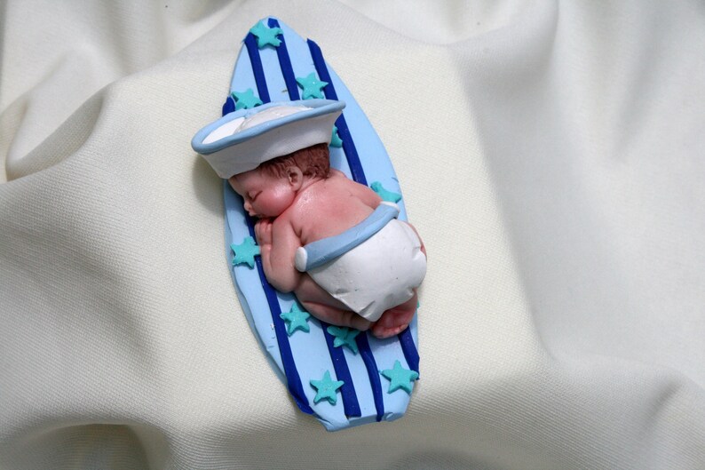 Surf Baby Cake Topper Surf Baby Shower Gift Blue Sailor Surf Etsy