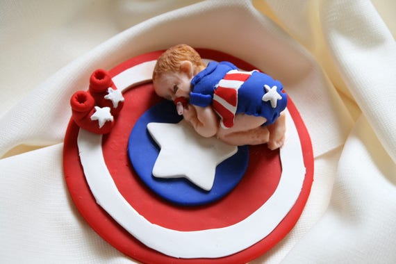 Baby Boy Or Girl Super Hero Captain America Cake Topper Super Etsy