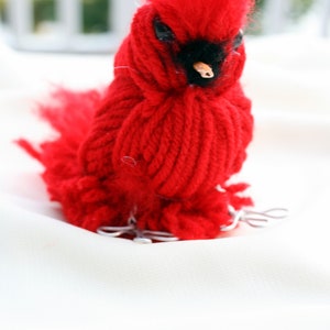 Red Cardinal Yarn Birds, Red Birds, Red Bird Ornaments image 9