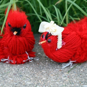 Red Cardinal Yarn Birds, Red Birds, Red Bird Ornaments image 4