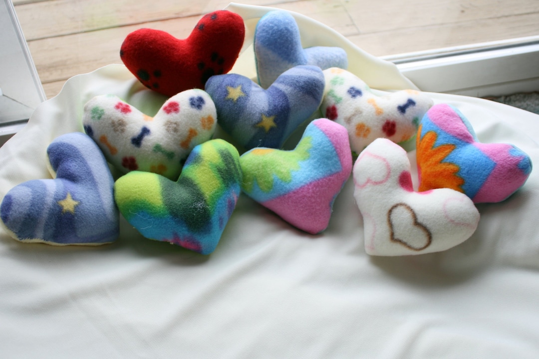 Heart Squeaky Dog Toy Heart Dog Toy Fleece Heart Dog Toy Etsy