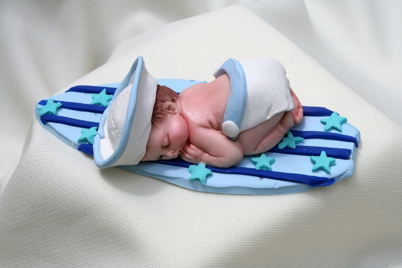Surf Baby Cake Topper Surf Baby Shower Gift Blue Sailor Surf Etsy