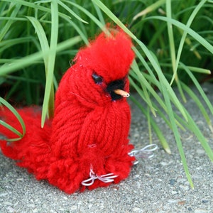 Red Cardinal Yarn Birds, Red Birds, Red Bird Ornaments image 5