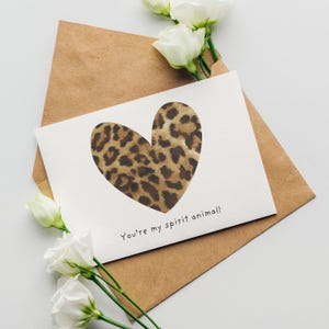 Leopard Print Herz Karte | Du bist mein Totemtier | Valentinstag oder Freundschaft Karte