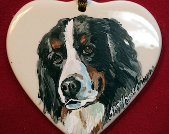 Pet heart ornament, custom pet ornament, pet memorial, dog-cat-horse, handpainted ornament, memorial ornament, dog ornament, custom ornament