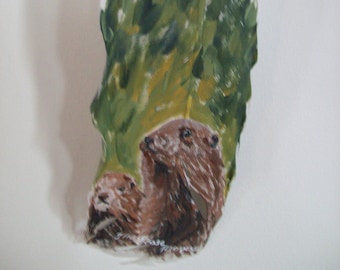 Painted Feather of Groundhog, painted feather art, painted feather wall art, Wildlife art, Groundhog art, feather painting, woodchuck