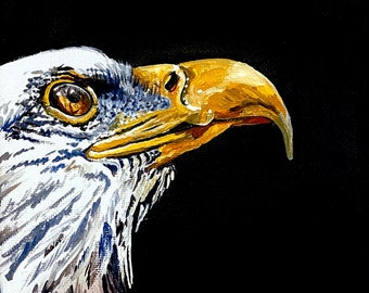 Bald Eagle original acrylic painting on canvas, eagle mini acrylic painting, eagle on canvas, small painting of eagle, eagle art, bald eagle