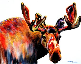 Moose Wall Art, moose wall decor, moose art, wildlife wall art, wildlife painting, wildlife watercolor, moose decor, moose watercolor, moose