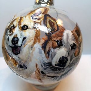Two pets custom hand painted ornament , Pet Memorial ornament, Custom Christmas ornament, custom dog ornament, custom cat ornament, glass