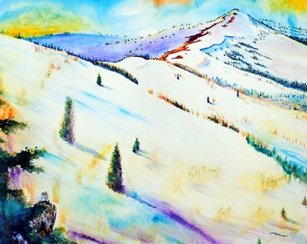 Mountain Print art, Mountain Print, Mountain Landscape print, Mountain wall art, Landscape art, landscape watercolor, watercolor of mountain