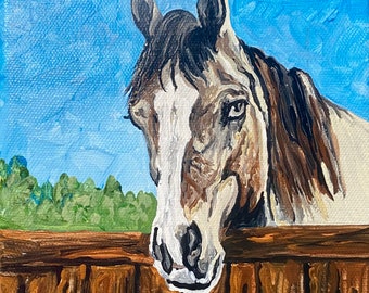 Horse original acrylic on canvas, horse acrylic painting, horse on canvas, horse wall art, equine original art, horse wall decor, mini art