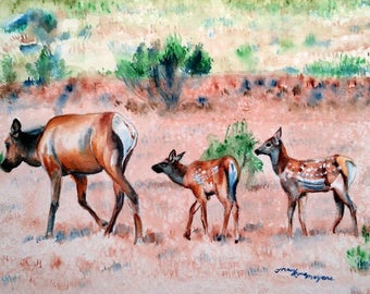 Elk painting, Elk Watercolor, elk art, watercolor art, watercolor painting, original watercolor painting, wildlife painting, wildlife art