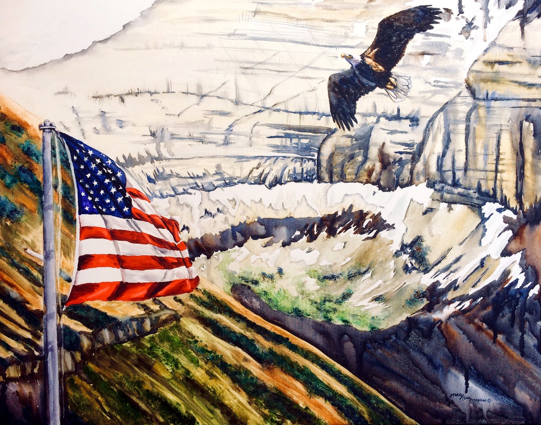 Patriotic Painting, Patriotic Art, Patriotic Wall Art, Eagle Painting ...