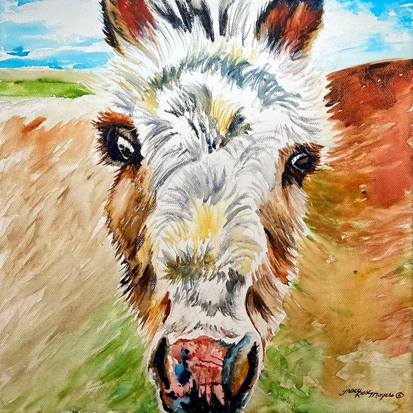 Watercolor Donkey - Etsy