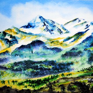 Mountain painting landscape, mountain wall art, mountain watercolor, landscape painting, landscape watercolor painting, mountain painting