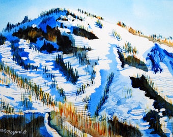 mountain watercolor, mountain painting,mountain watercolor painting, watercolor landscape, mountain wall art, mountain landscape art,