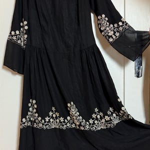 Antique black embroidered dress, 1930s/ 30s, vintage, silk