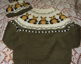 Panda Love: Baby and Toddler Yoke Sweater Set Pattern