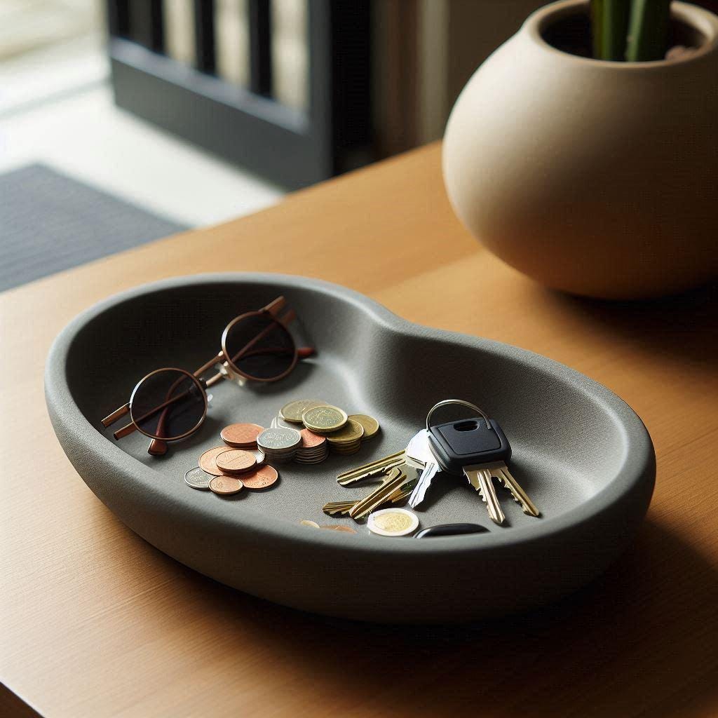 Plateau en cuir pour ranger bijoux, montres et clés - Marque 123 - Noir - Organisateur de bureau