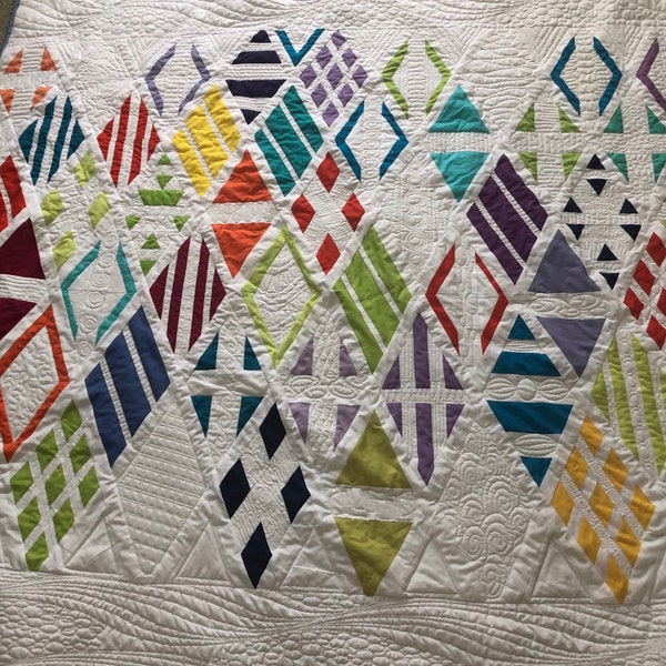 Diagonal modern lap quilt