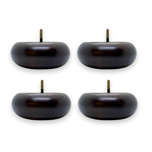 2 Inch Furniture Sofa Legs, Short Buns, Walnut Wood Finish, Set of 4