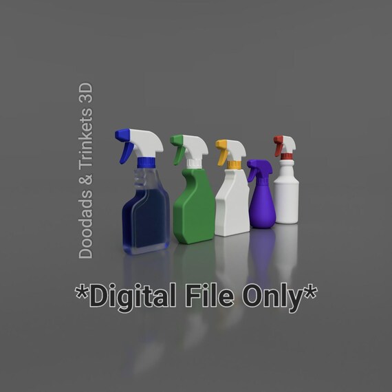 Miniature Doll House Misting Spray Bottle Set 1/12 AND 1/6 Scale For Hobby Diorama Or Play, Digital STL File For 3D Print Gift, Download