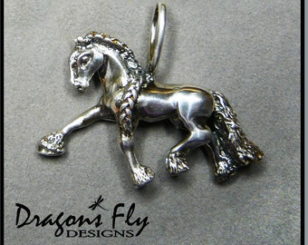 Dressage Horse Jewelry Friesian Horse Pendant for Necklace Extended Trot Mintse 384 Sport Friesian Stallion