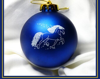 Horse Ornament 3inch  Large Purple Christmas Tree Ornament Bulb Night Star Friesian Horse