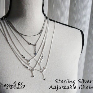 Sterling Silver Adjustable Chain Wheat Cable Rhodium Ruthenium Silver Adjustable Necklace Variable Length Sliding Slider