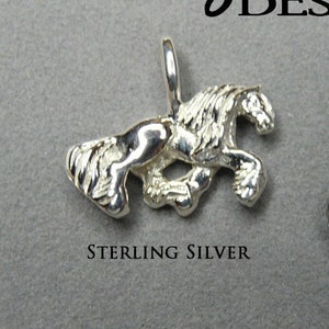Sterling Silver Gypsy Horse Jewelry Charm Gypsy Cob Pendant Necklace 2-Sided Detailed 3-D Gypsy Vanner Jewelry bild 3