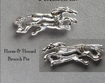 Horse and Hound Brooch Pin Horse Stock Tie Pin Horse and Hound Stock Pin Sterling Silver Brooch Dog and Horse Pin