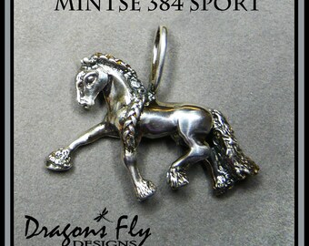 Horse Jewelry set Galloping Friesian bracelet and Friesian Stallion head earrings