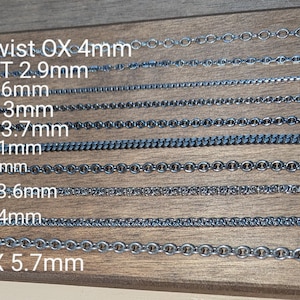 Sterling Silver Chain-Dark Sterling Silver Necklace -Antiqued Oxidized Silver-Ruthenium- Black Silver- Chocolate Box- Wheat-Cable-Bead-Snake Bild 10