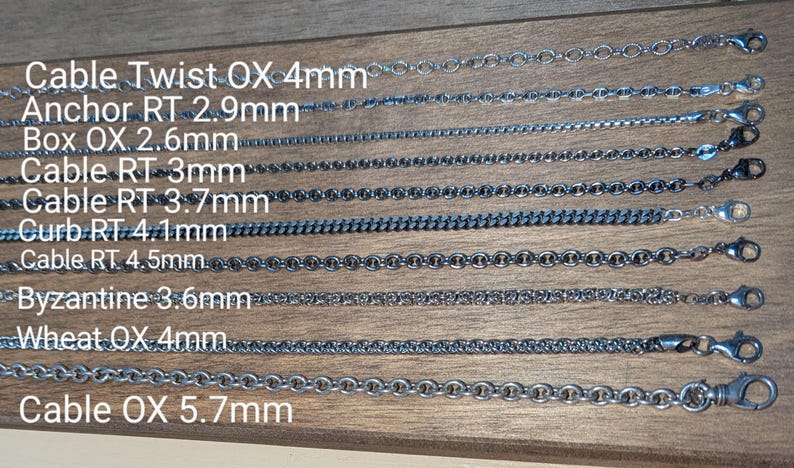 Sterling Silver Chain-Dark Sterling Silver Necklace -Antiqued Oxidized Silver-Ruthenium- Black Silver- Chocolate Box- Wheat-Cable-Bead-Snake Bild 10
