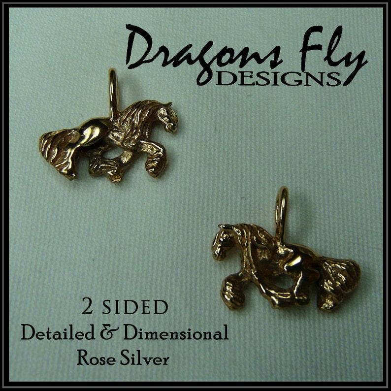 Sterling Silver Gypsy Horse Jewelry Charm Gypsy Cob Pendant Necklace 2-Sided Detailed 3-D Gypsy Vanner Jewelry bild 5