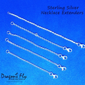 Sterling Silver Chain Extenders - Silver Safety Clasp Silver Necklace Extensions - Solid Sterling Silver Chain Necklace Extender  1" 2" 3 4"