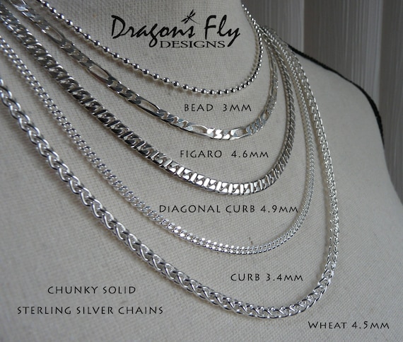 4mm Sterling Curb Chains - 18 4mm Sterling Curb Chains - 18