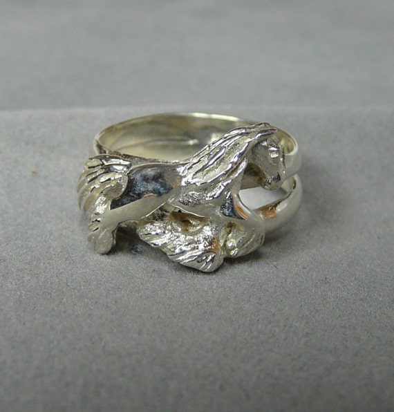 Horse Ring Baroque Horse Jewelry Feathered Horse Ring Gypsy Ring Cob Vanner Friesian